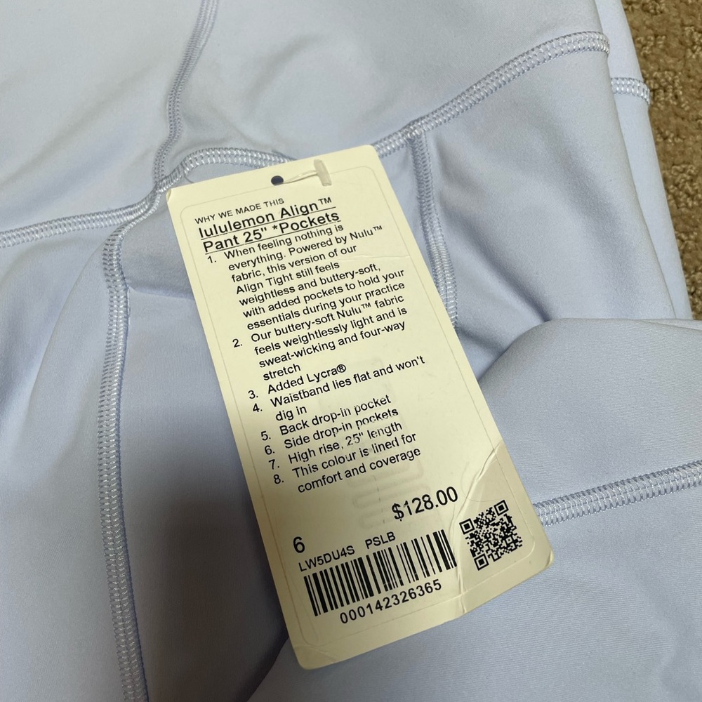 Lululemon Align pant 25” pockets size 6